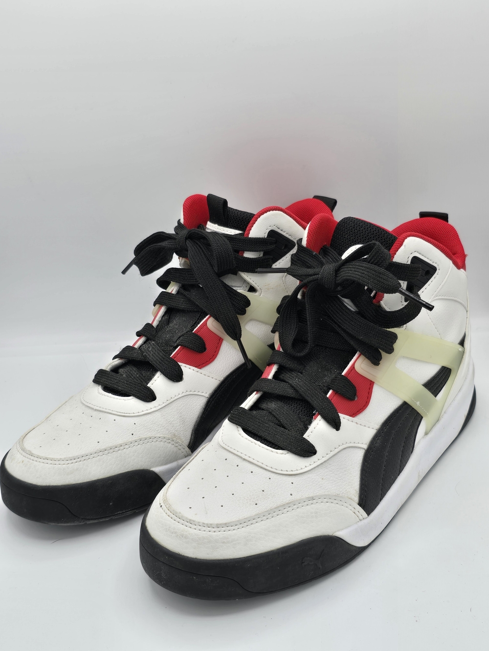 Puma Caven Mid White Black Red Retro High Top Sneakers Men's Size 9.5